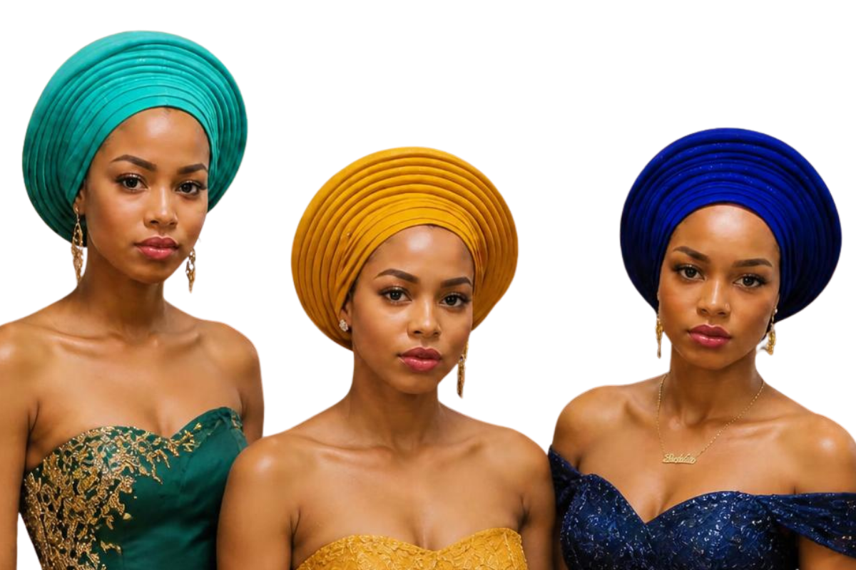 Handmade African Turban Gele Headwrap, Auto Gele, One Size Fits Most Heads, Colorful Head Tie for Women