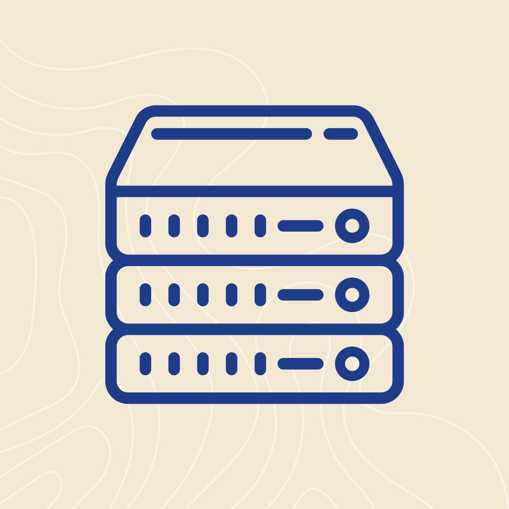 Icon of a server rack with three stacked server units.