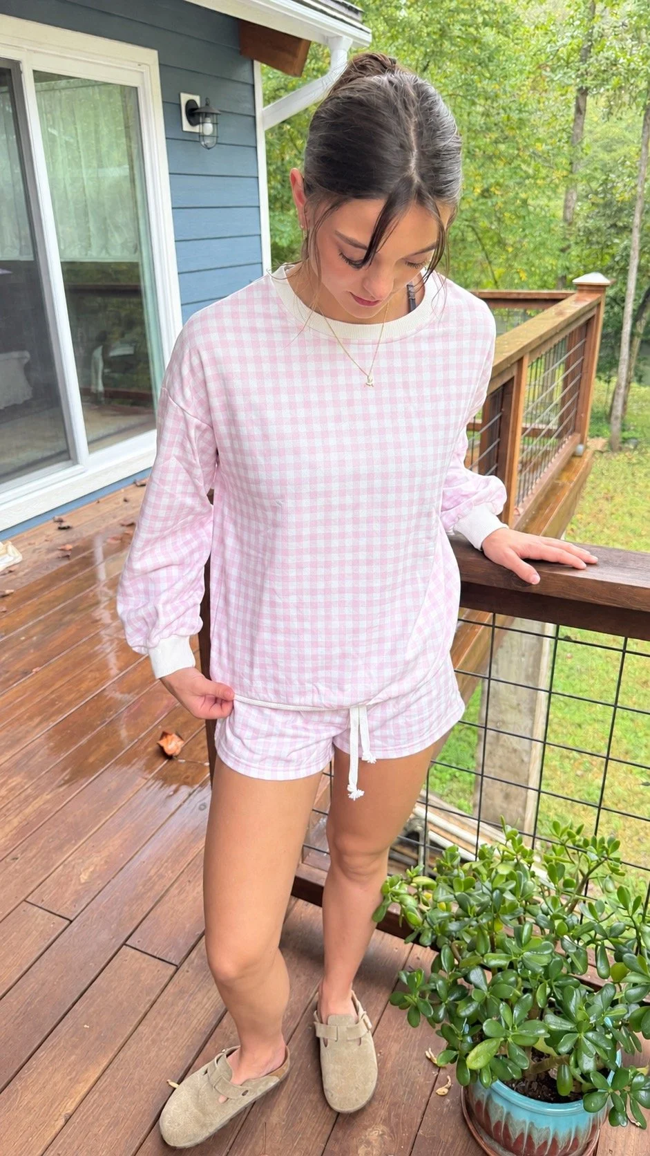 Plaid Pink & White Two Piece Set