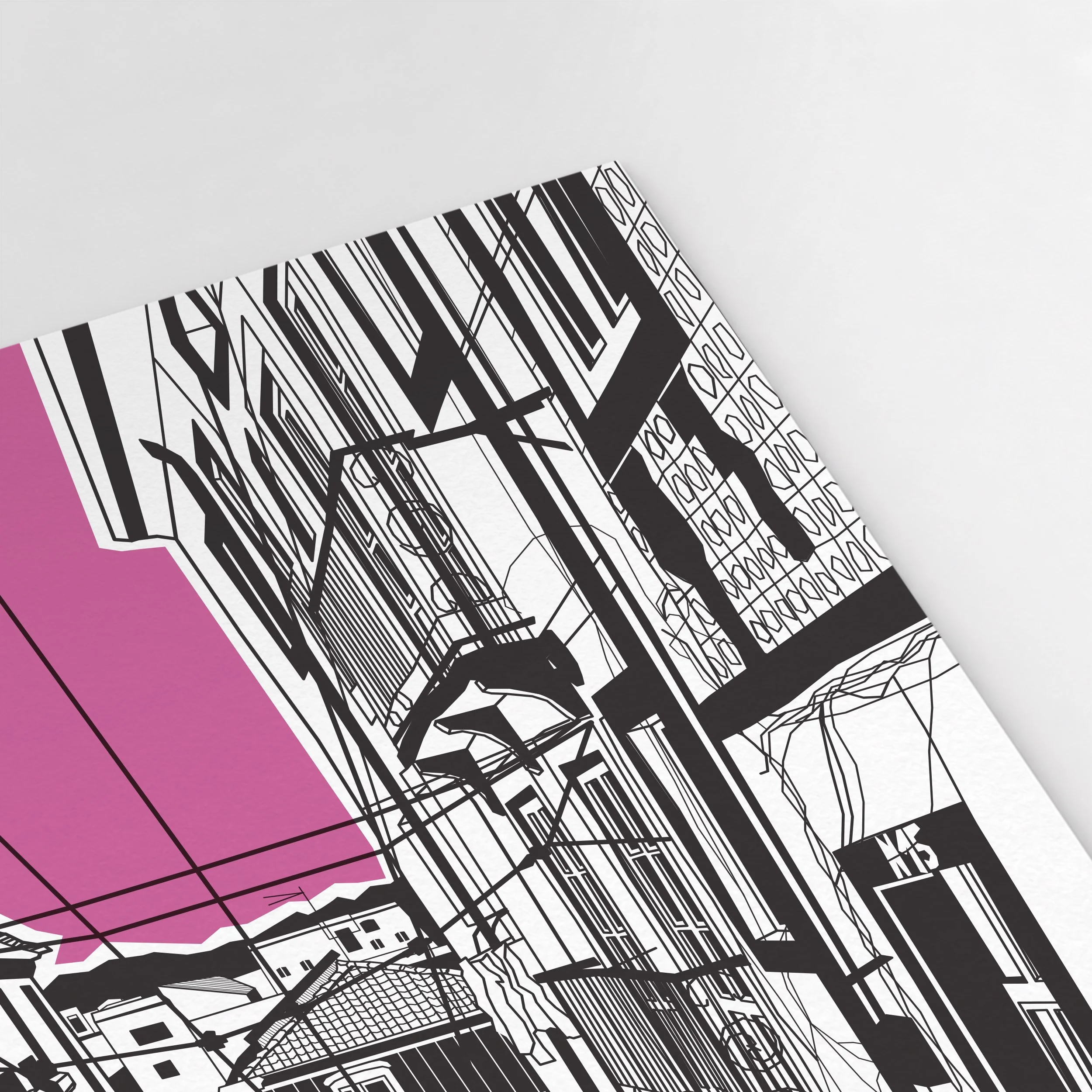 Detail of the Bica funicular carriage and rails in Pablo Jorge’s Lisbon illustration.