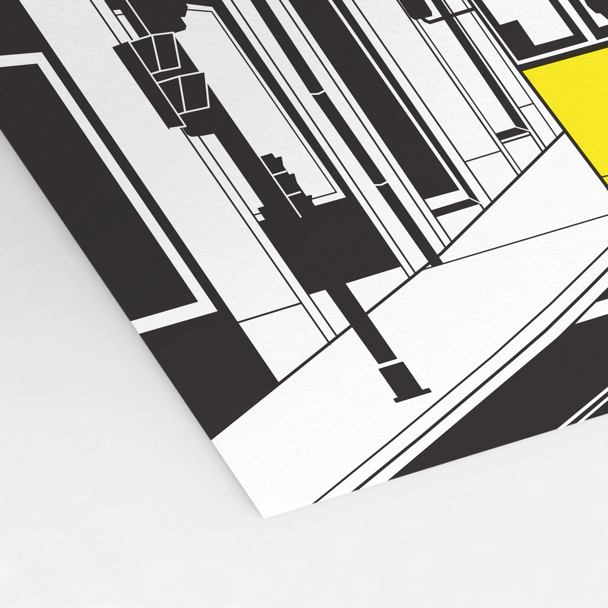 Detail of the descending tram and neighbouring façades in the São Francisco street illustration.