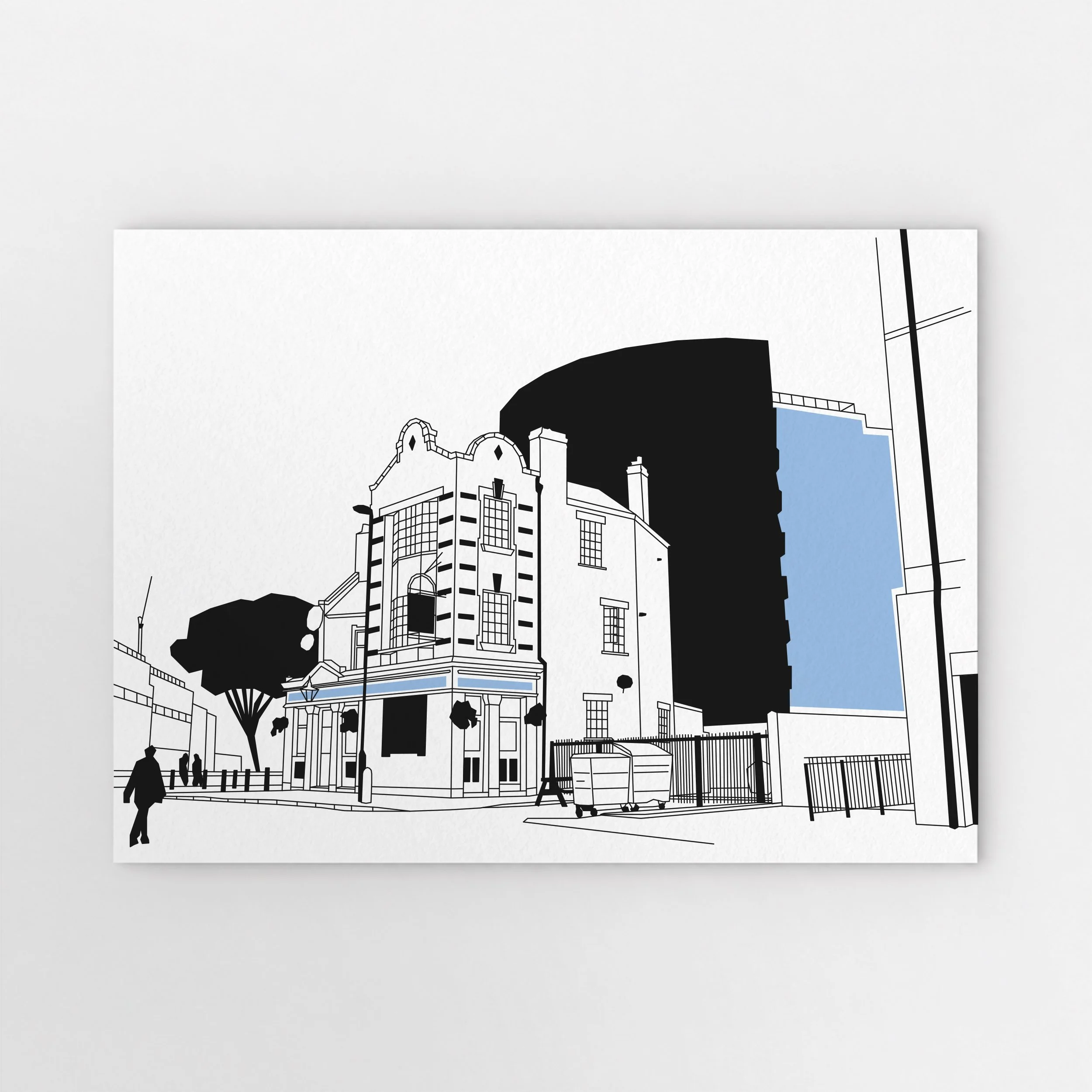 Illustration of the Black Prince pub on Black Prince Road in Kennington, by Pablo Jorge.