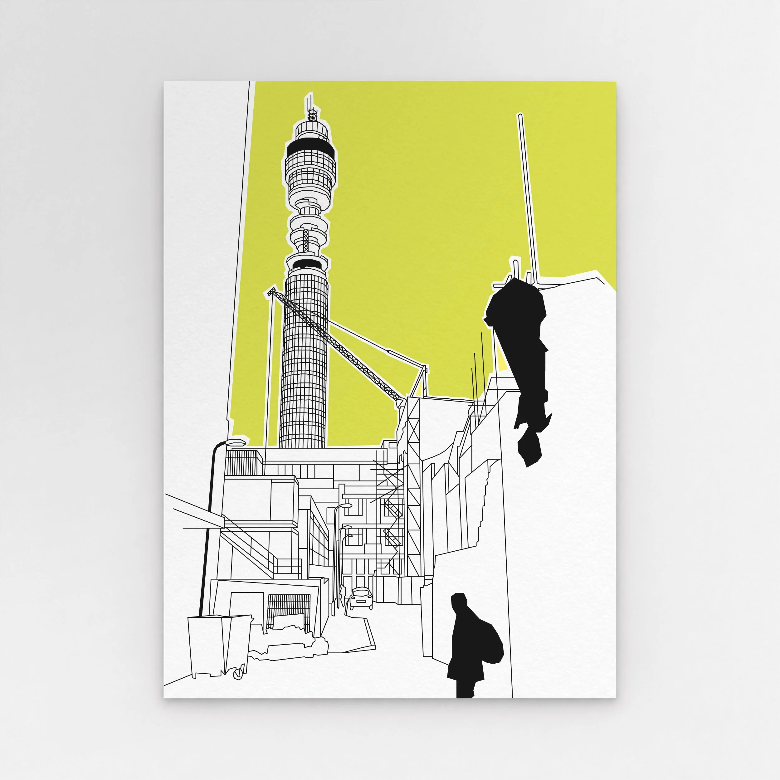 Illustration of London’s BT Tower in Fitzrovia, by Pablo Jorge.