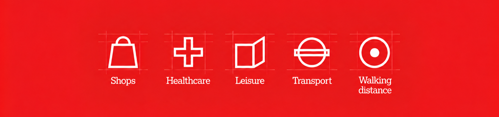 Bespoke icon set according to the main brand to be used across all marketing materials.