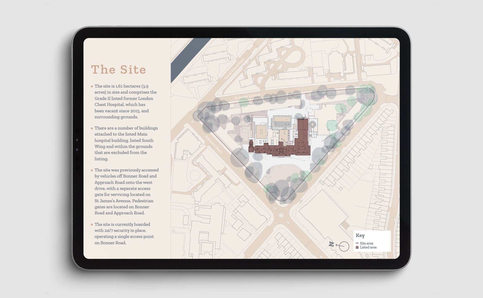 Digital brochure shwoing the site map.
