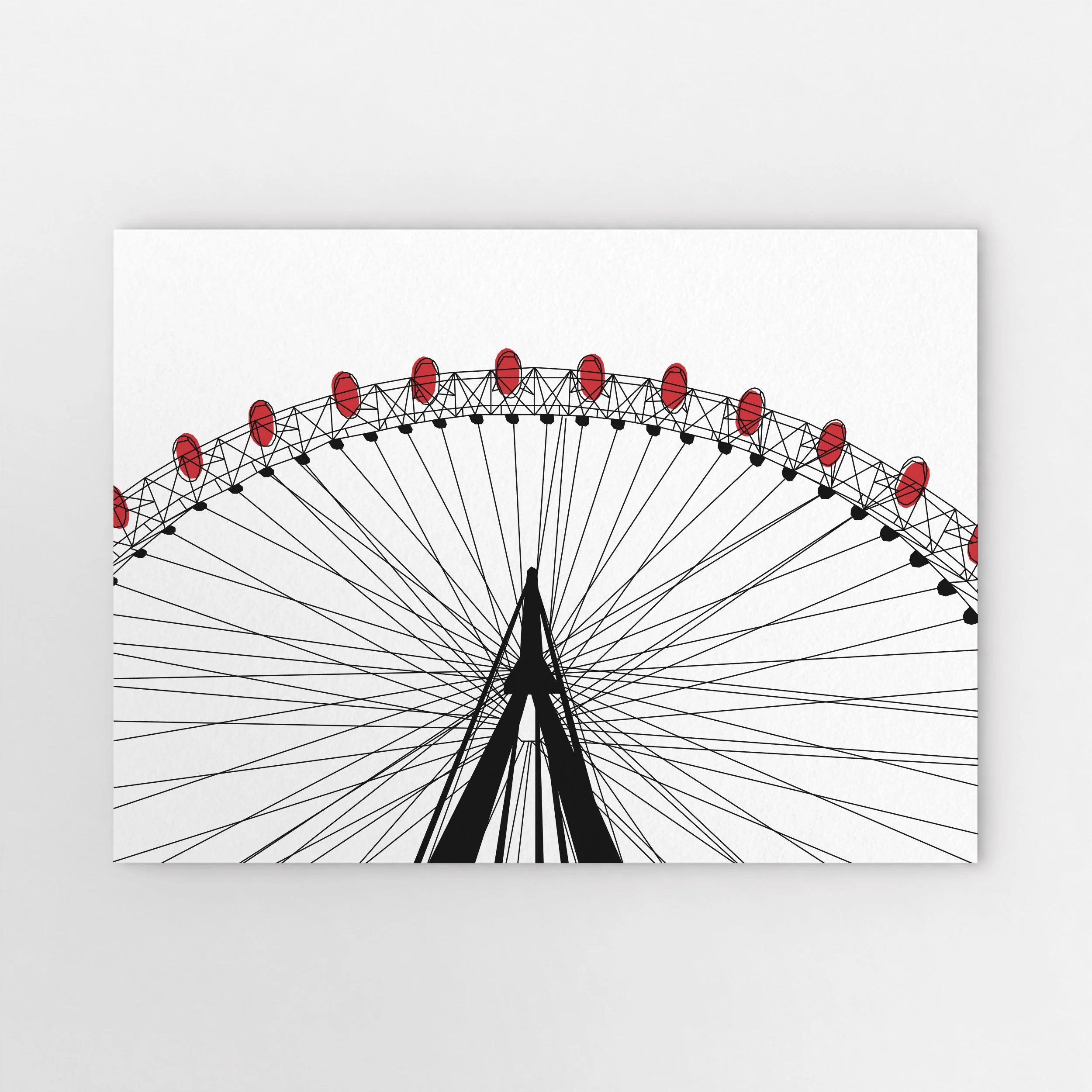 Illustration of the London Eye observation wheel on the South Bank, by Pablo Jorge.