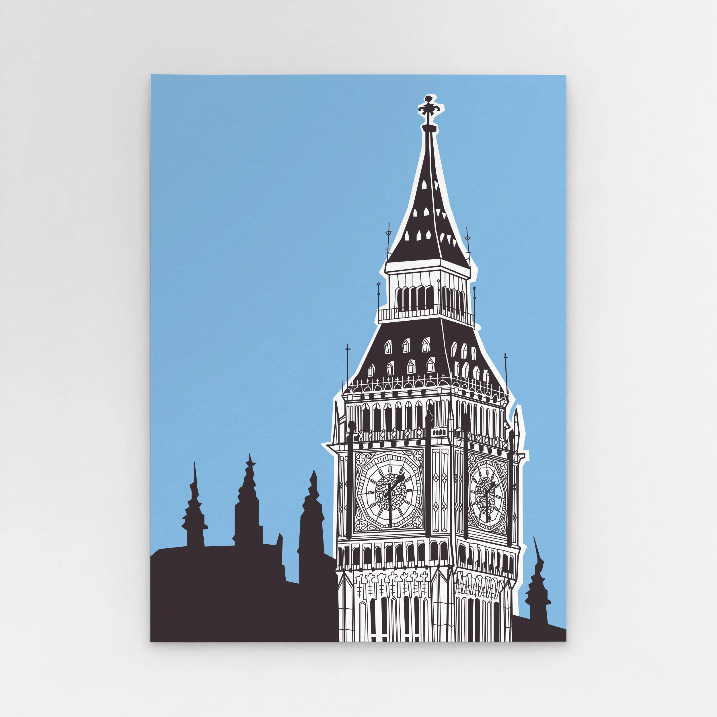 Illustration of Big Ben, officially known as Elizabeth Tower, at the Palace of Westminster in London, by Pablo Jorge.