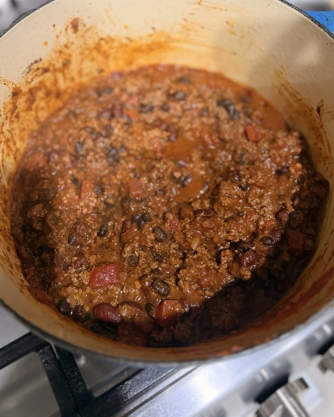 dutch oven full of chili