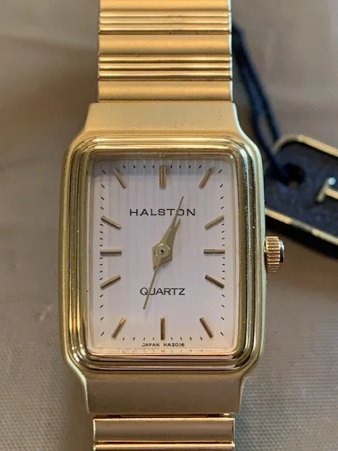 Vintage HALSTON Gold-Tone Quartz Bracelet Watch