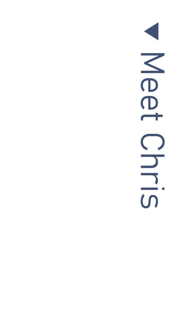 Vertical logo featuring the words 'Meet Chris' with an arrow pointing left at the top
