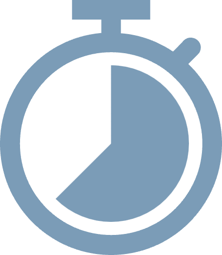 Icon of a stopwatch with a portion of the face shaded to indicate time.
