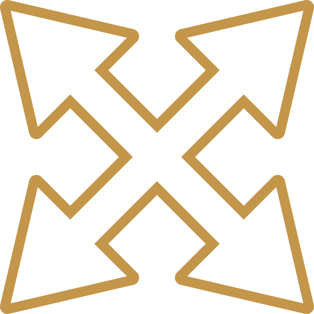 A geometric pattern with gold lines forming an abstract symmetrical design against a black background.