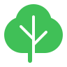 Simple drawing of a green tree with a rounded canopy and a brown trunk