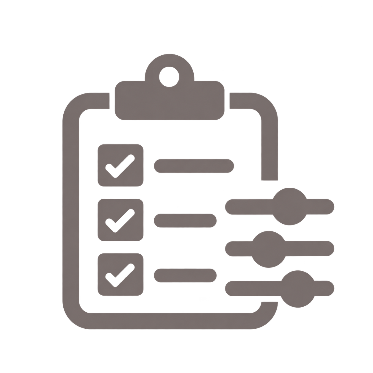Symbol für eine Checkliste mit Häkchen, dargestellt als Kontrastgitter