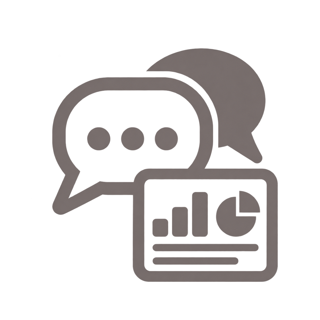Grafik mit Sprechblasen, Balken- und Tortendiagrammen, die auf Datenanalyse und Kommunikation in der Wirtschaft hinweisen.