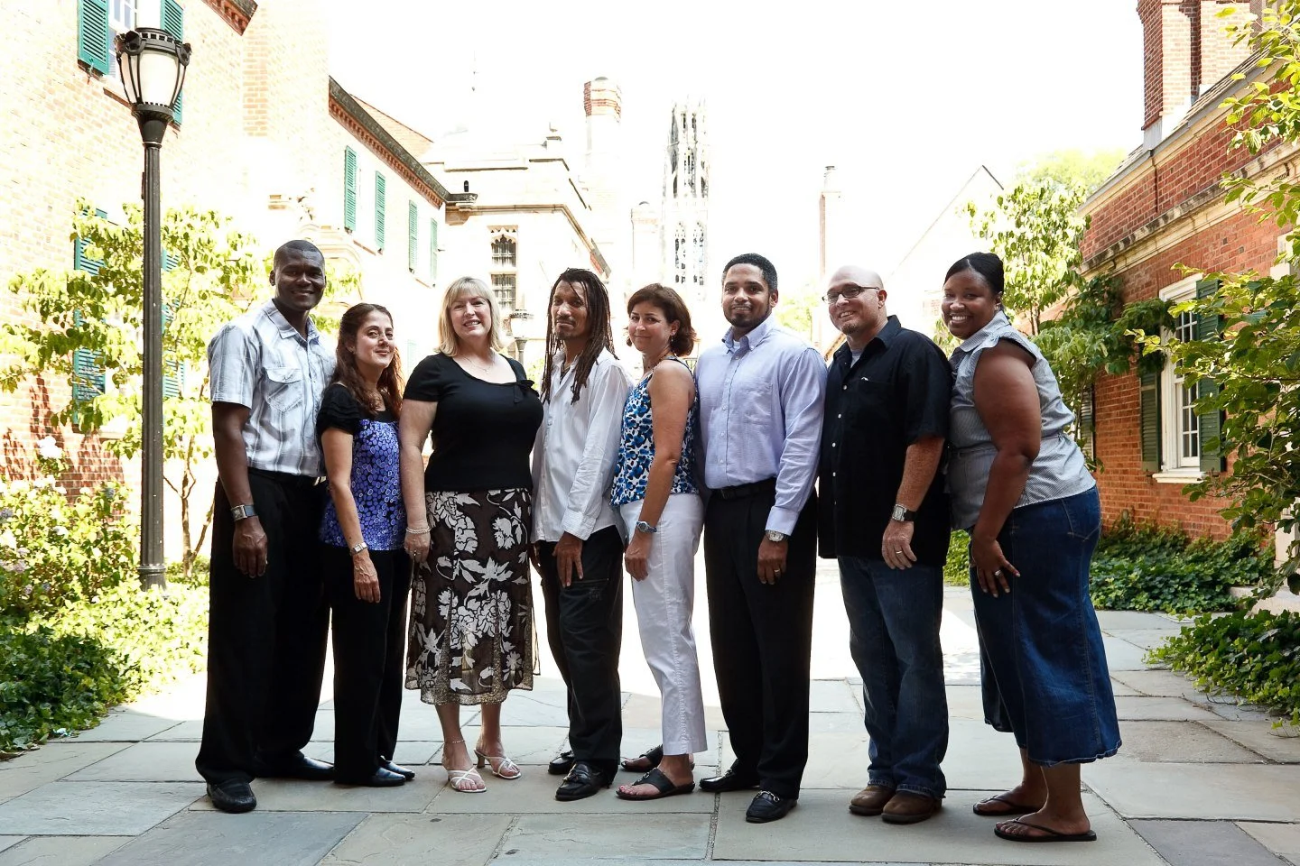 Richmond Team at the Intensive Session, July 2010. (From left to right: National Fellows Shamsu Abdul-Aziz, Yolanda Bezares-Chavez, Holly K. Banning, Ram Bhagat, Valerie J. Schwarz, David L.Probst, Dean A. Whitbeck and Chante N. Givens.)
