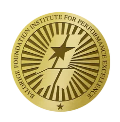 Gold circular badge with black text reading 'BARCLAY FOUNDATION INSTITUTE FOR PERFORMANCE EXCELLENCE' surrounding a stylized emblem of a lightning bolt over a star and radiating lines.