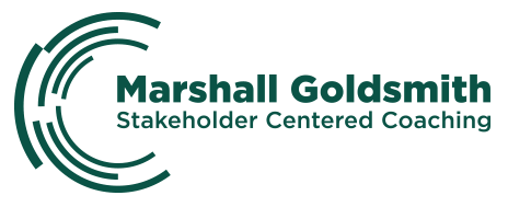 Logo for Marshall Goldsmith Stakeholder Centered Coaching with a circular teal graphic and the company name in teal text.