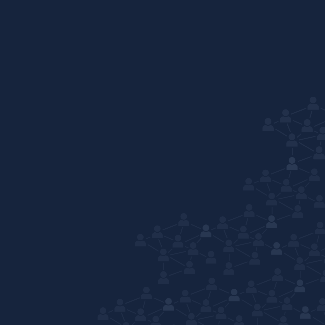 Dark blue background with a pattern of small connected human icons on the bottom right