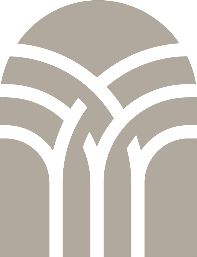 Abstract black and beige geometric pattern with curved lines and arches.