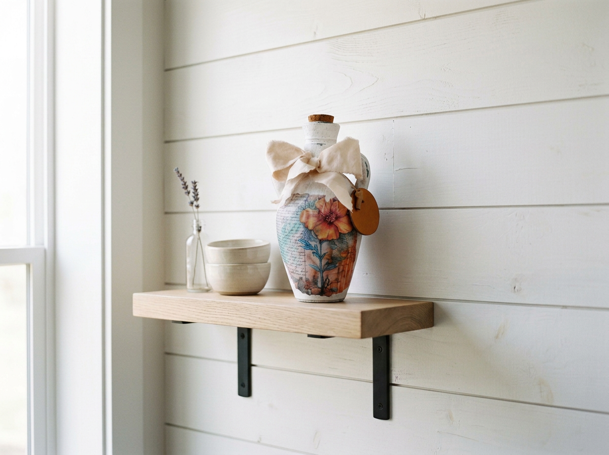 Upcycled decoupage glass jar