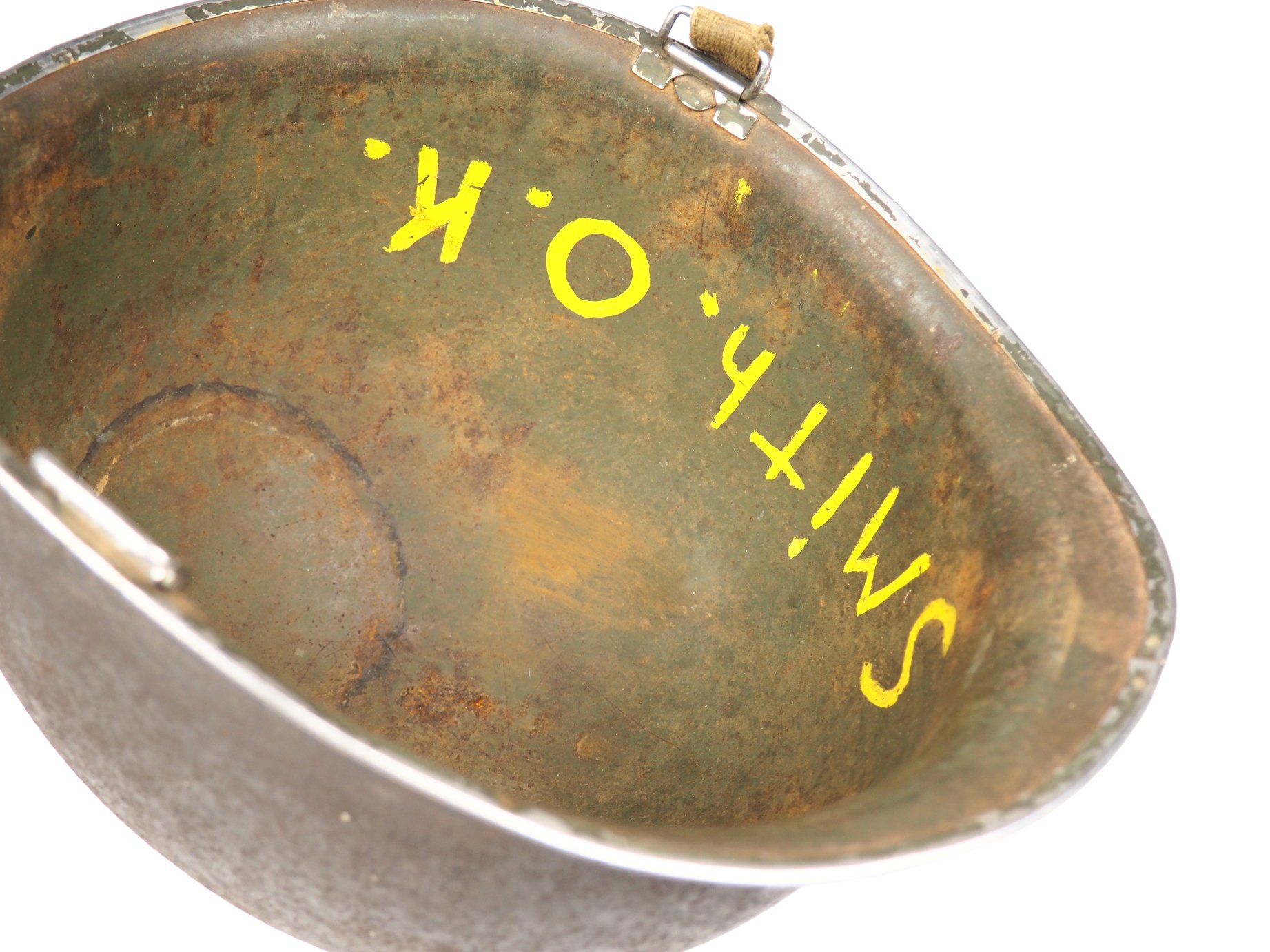 The icing on the cake for this helmet was the absolute handwriting match to Corporal Smith's draft card as seen in the next photo.
