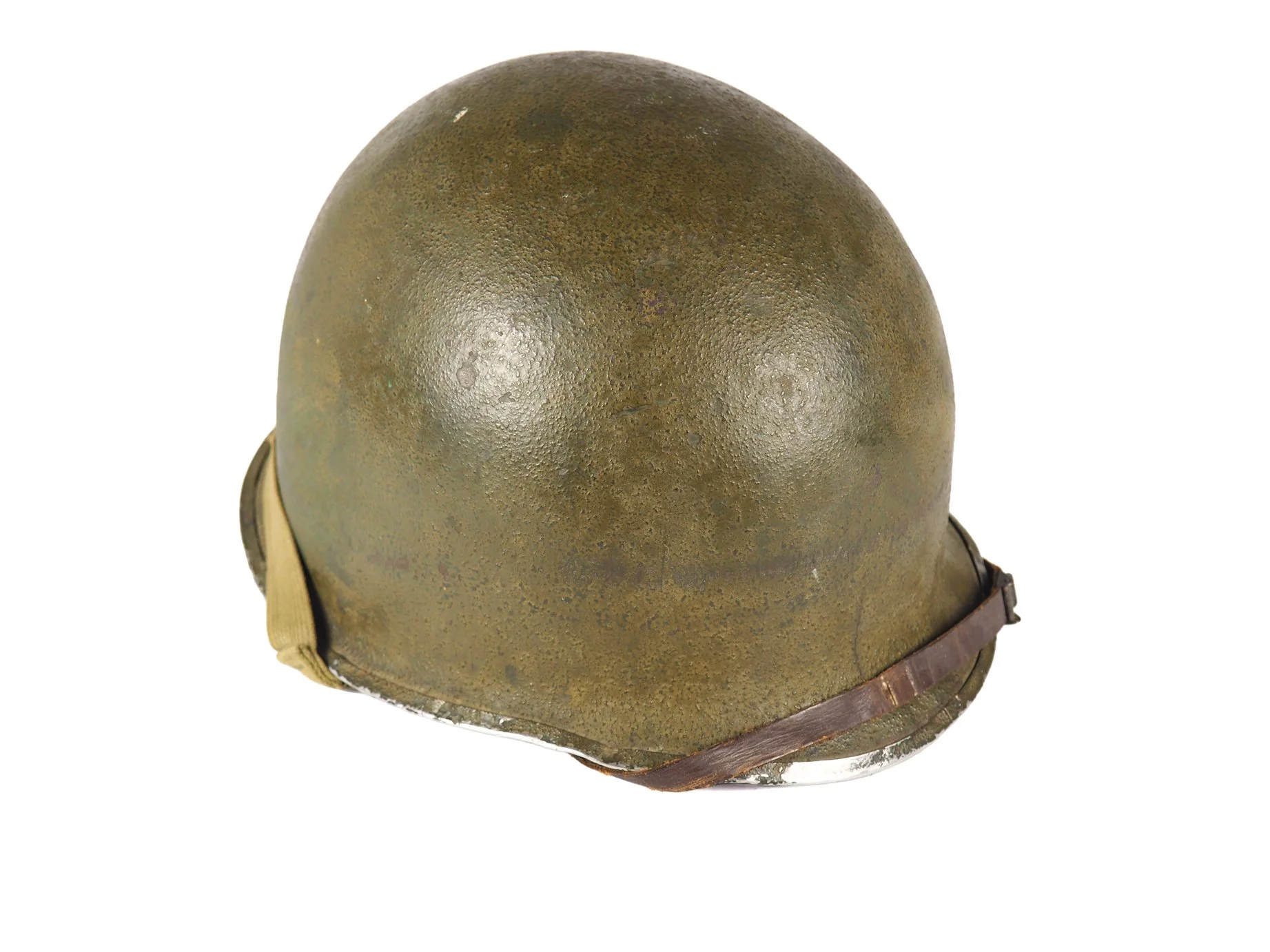 Note that the shade of olive drab this helmet is painted with is very unique. I have yet to come across another one quite like it. It is again, like several other examples in the museum, glossy.