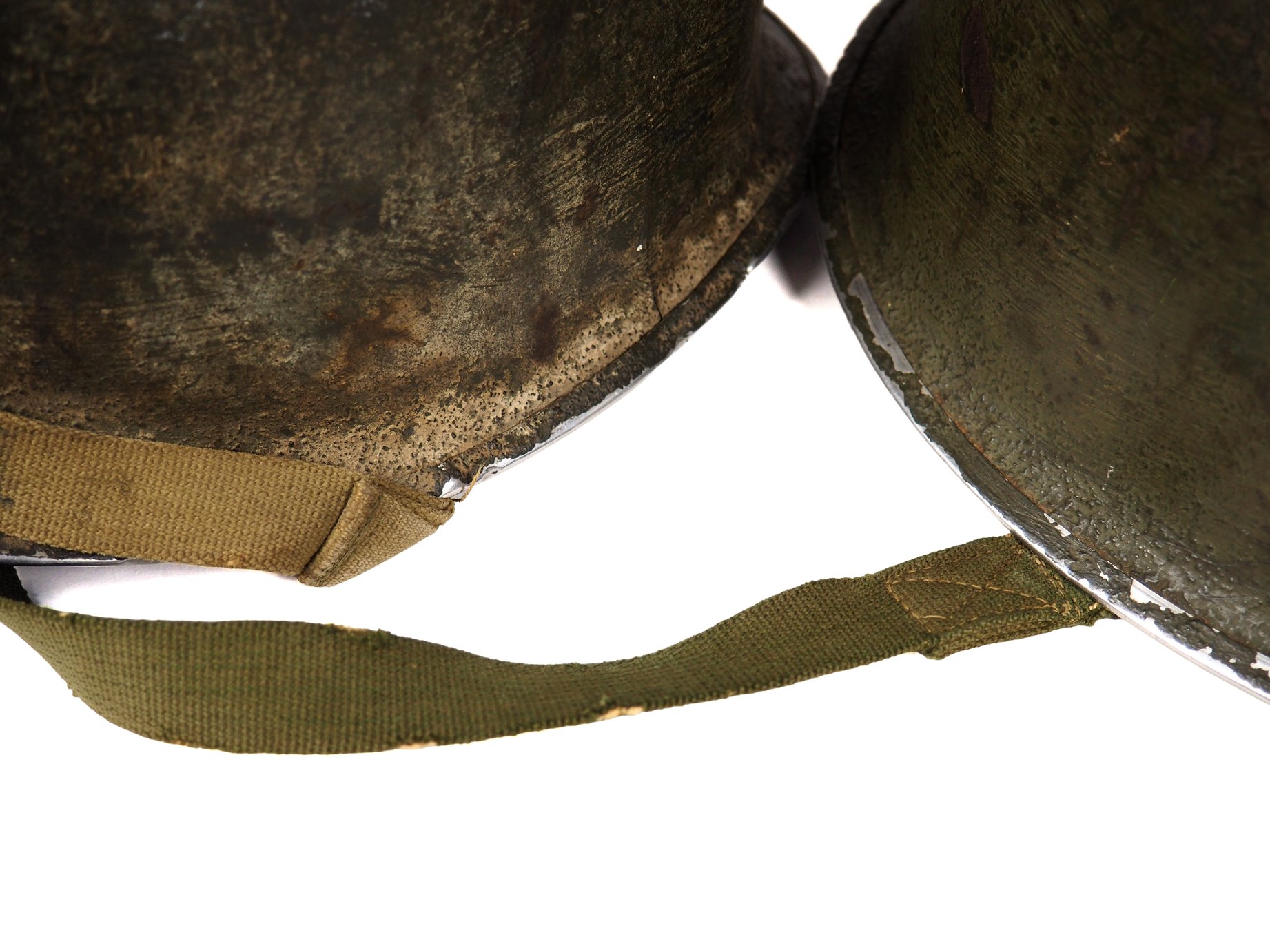 Both helmets also have non-factory chinstrap stitching.