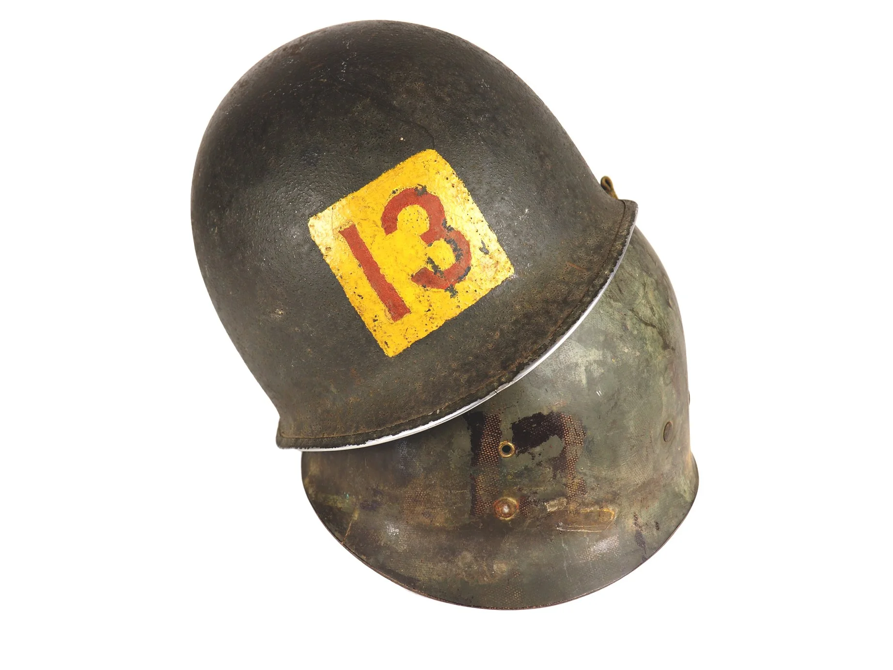 The bright red and yellow 13th Field Artillery Brigade insignia is an iconic design seen in the Italian campaigns.