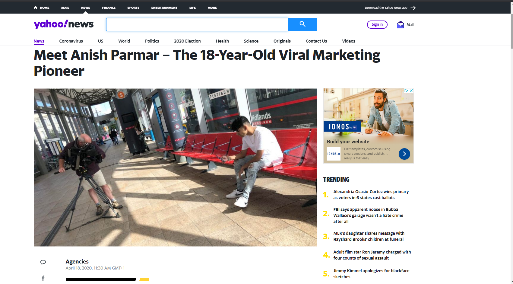 Anish Parmar featured in Yahoo! News