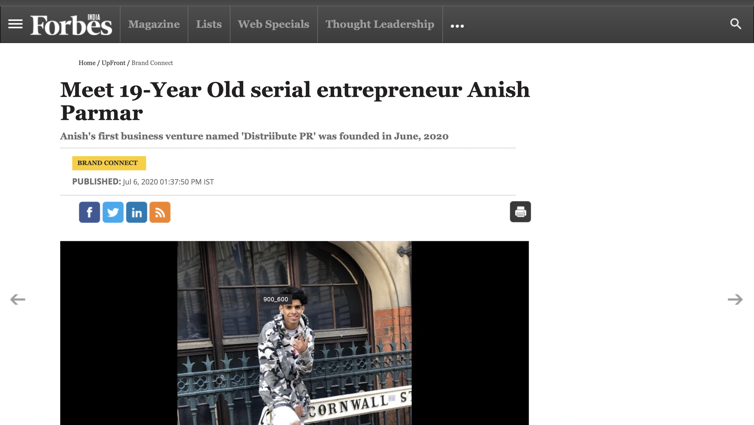 Anish Parmar featured in Forbes India
