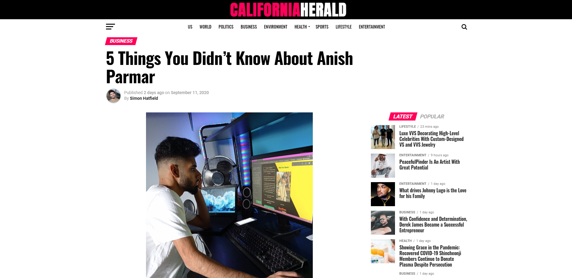 Anish Parmar featured in California Herald