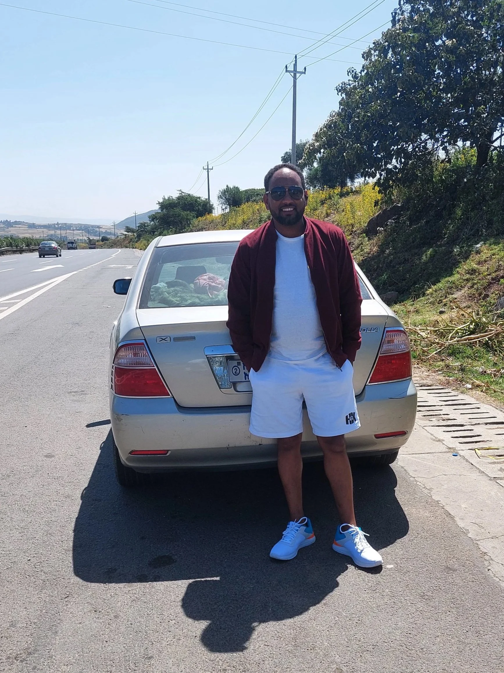 Tesfaye with car
