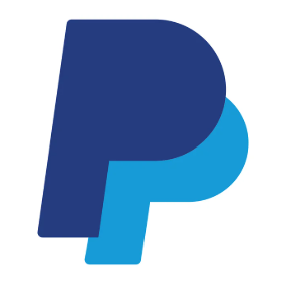 PayPal logo with a stylized 'P' in dark blue and light blue colors.
