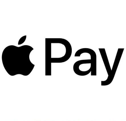 Apple Pay logo featuring an apple symbol and the word 'Pay' in black text.