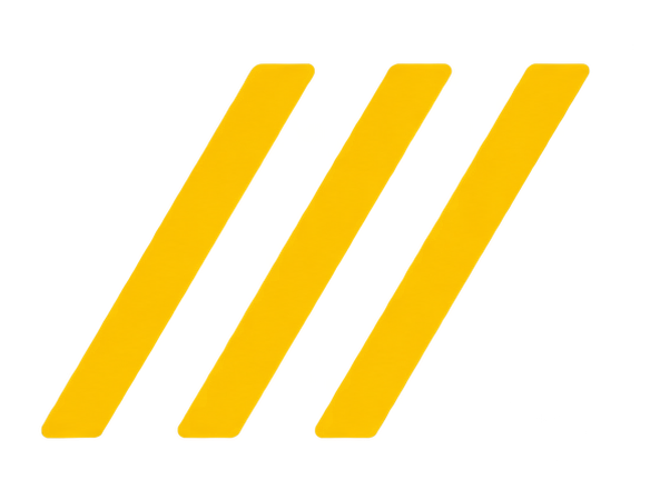 Three yellow diagonal caution lines on a black background.