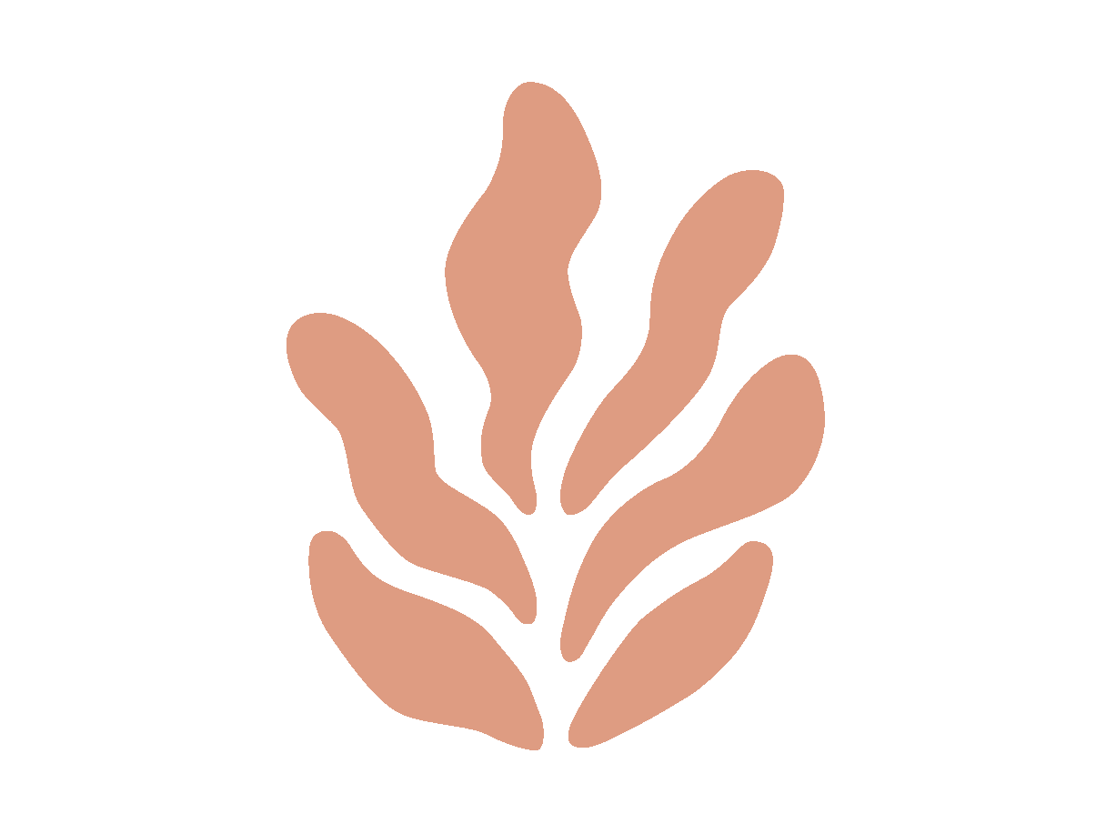 A digital illustration of a stylized plant with beige leaves on a black background.