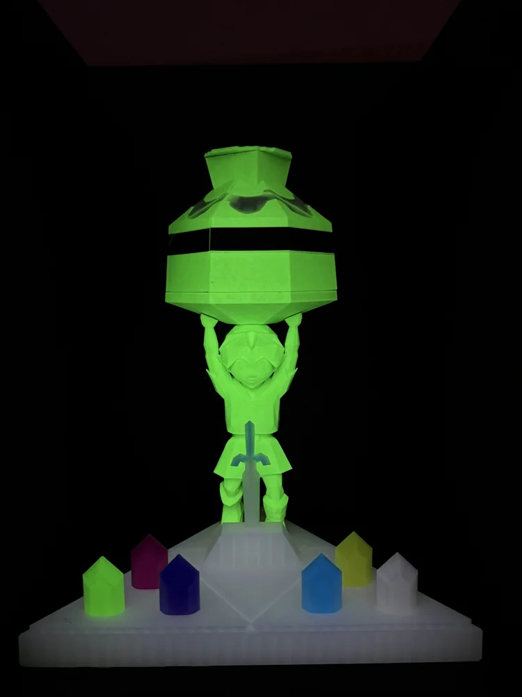 Glow-in-the-Dark Ancient Statue Kit, jar puzzle with display stand