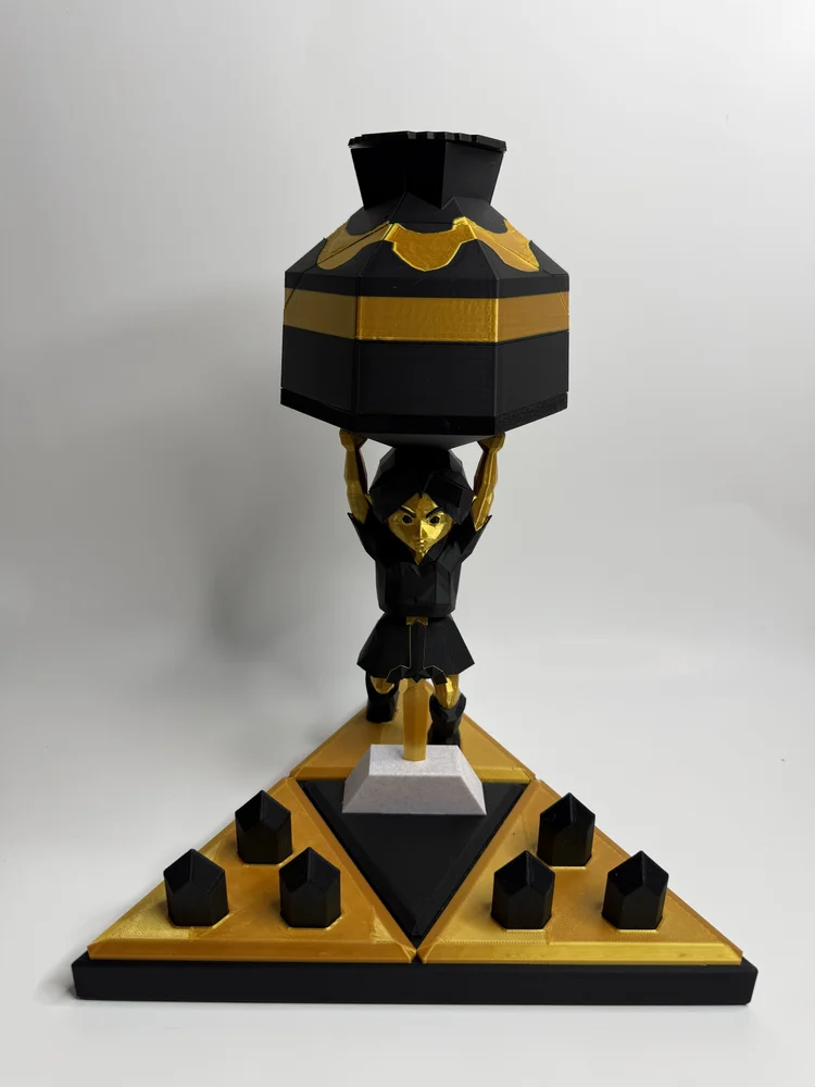 Black and Gold Ancient Statue Kit, jar puzzle with display stand