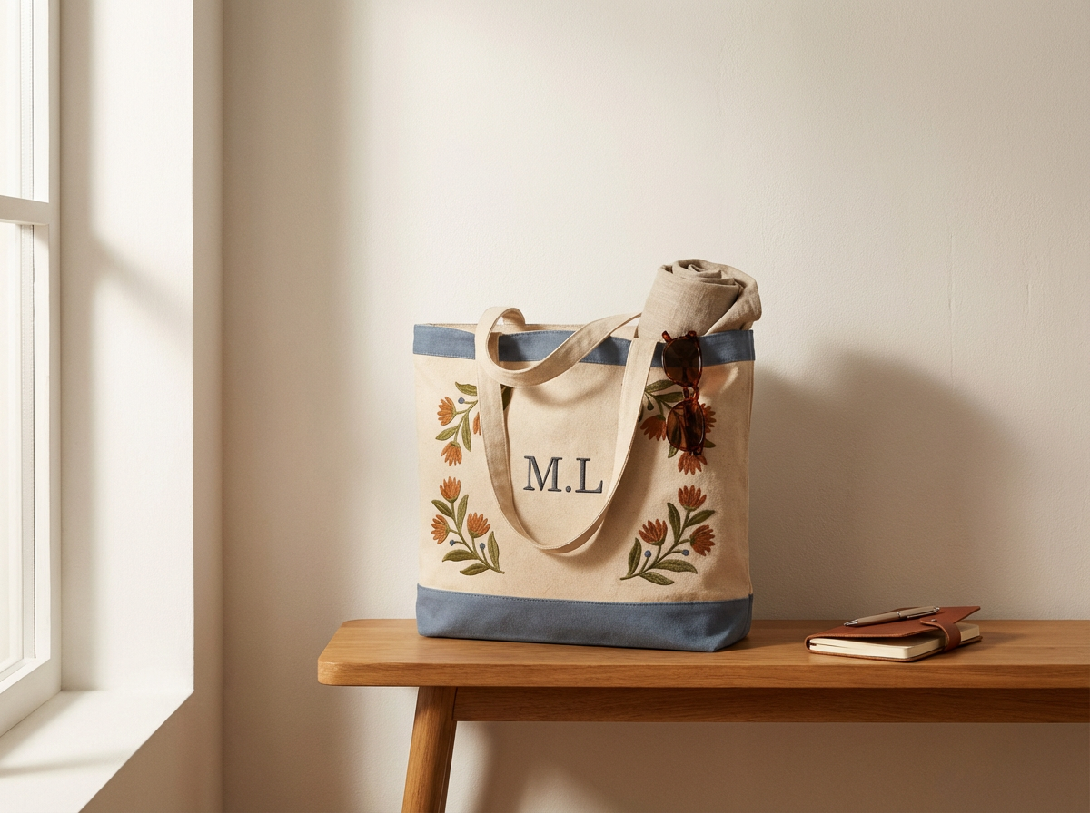 Embroidered Canvas Tote