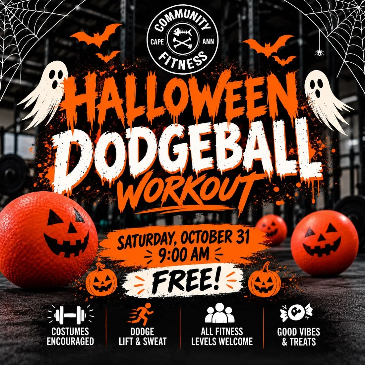 Looking for a fun way to kick off your Halloween? 

Join us for a fun, old school game of dodgeball at 9AM. Costumes highly encouraged! 

&ldquo;If you can dodge a wrench, you can dodge a ball.&rdquo; - Patches O&rsquo;Houlihan 

#halloween #fitness 