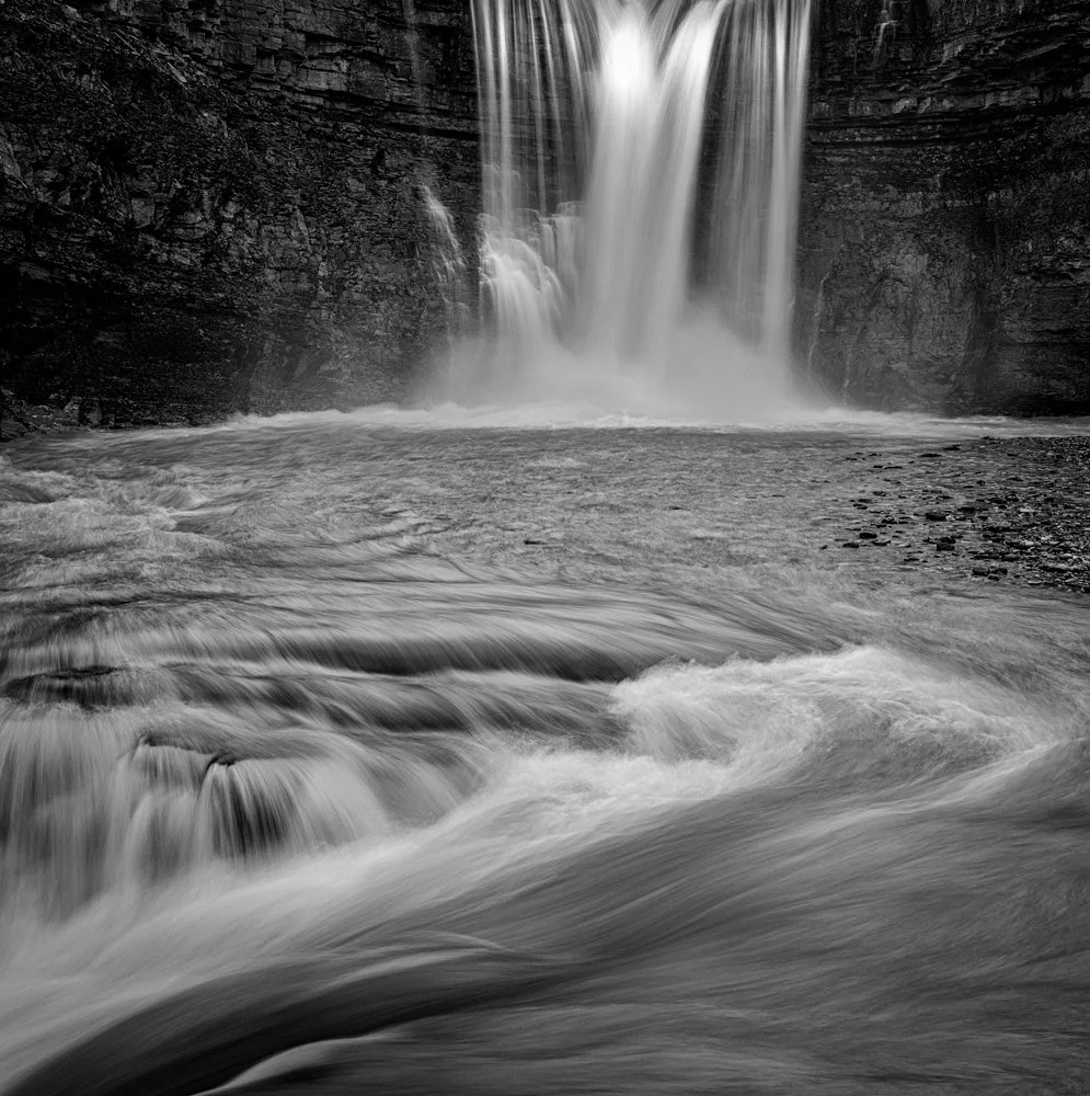 This is the Crescent Falls in the summer. With long exposure the water looks like the silk. 
