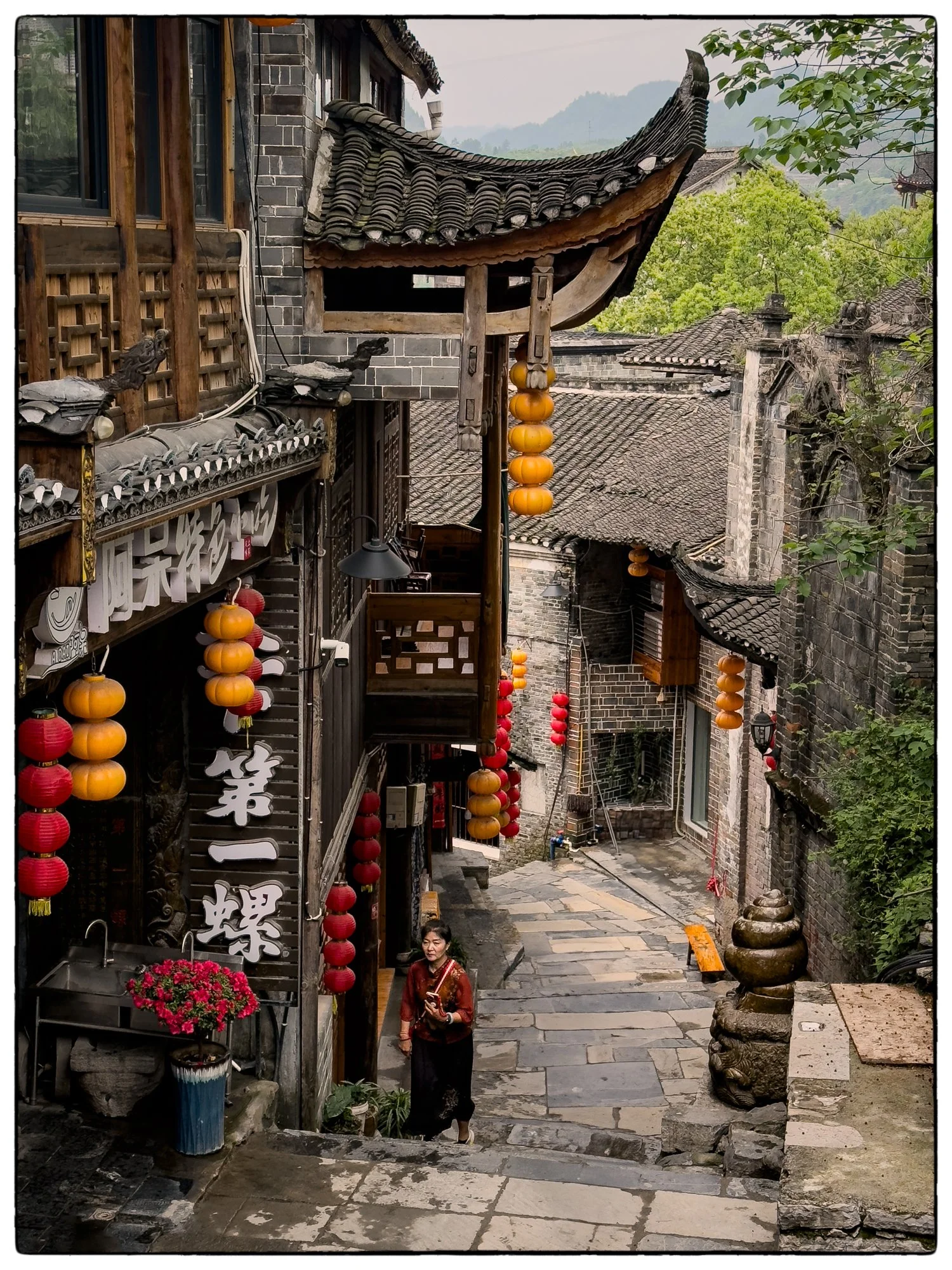 The streets of the town. this is the entrance to the hotel we stayed.
