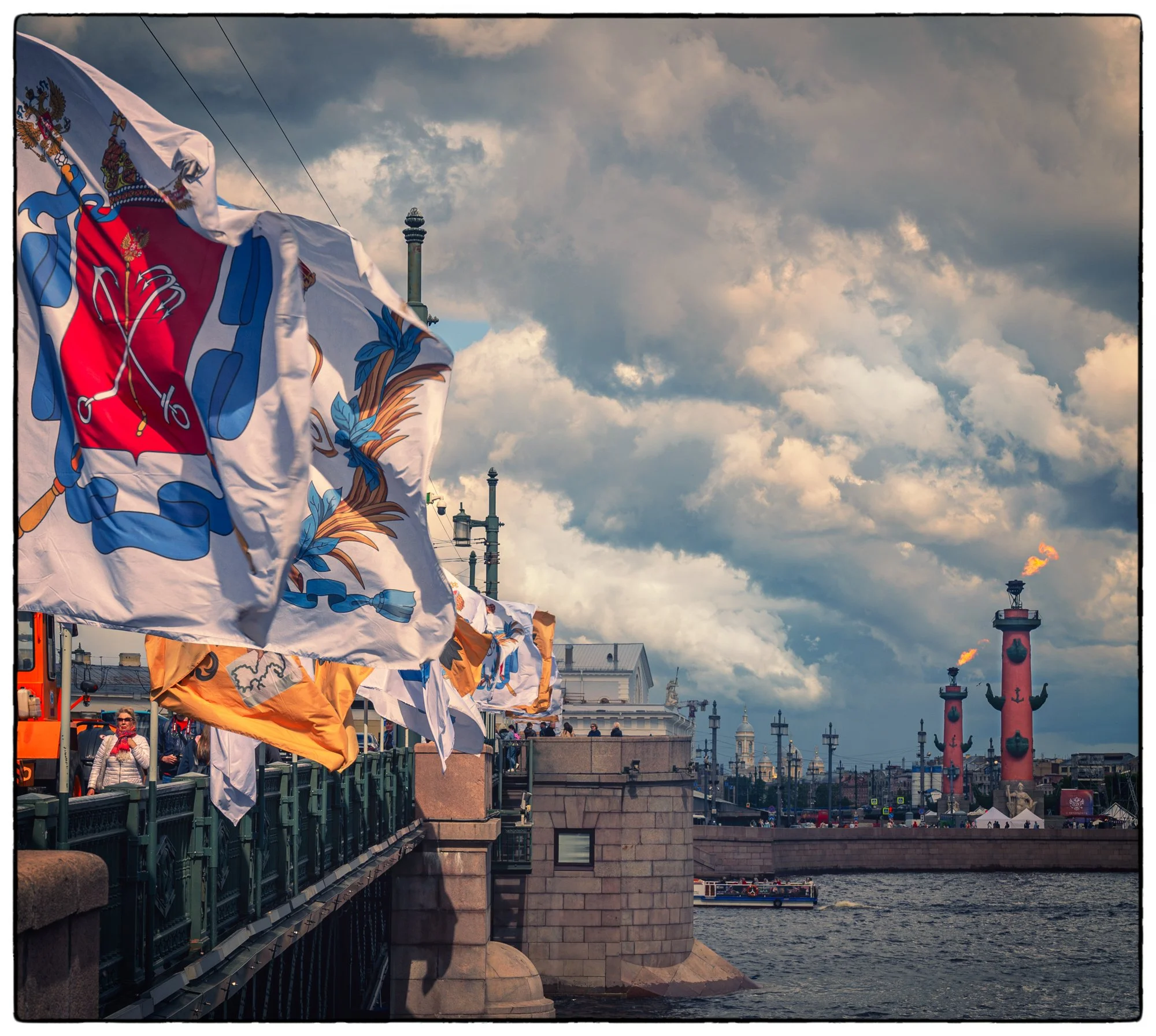 We were in St. Petersburg on the City Day, it celebrated its 320 years. So the flags and the flames!