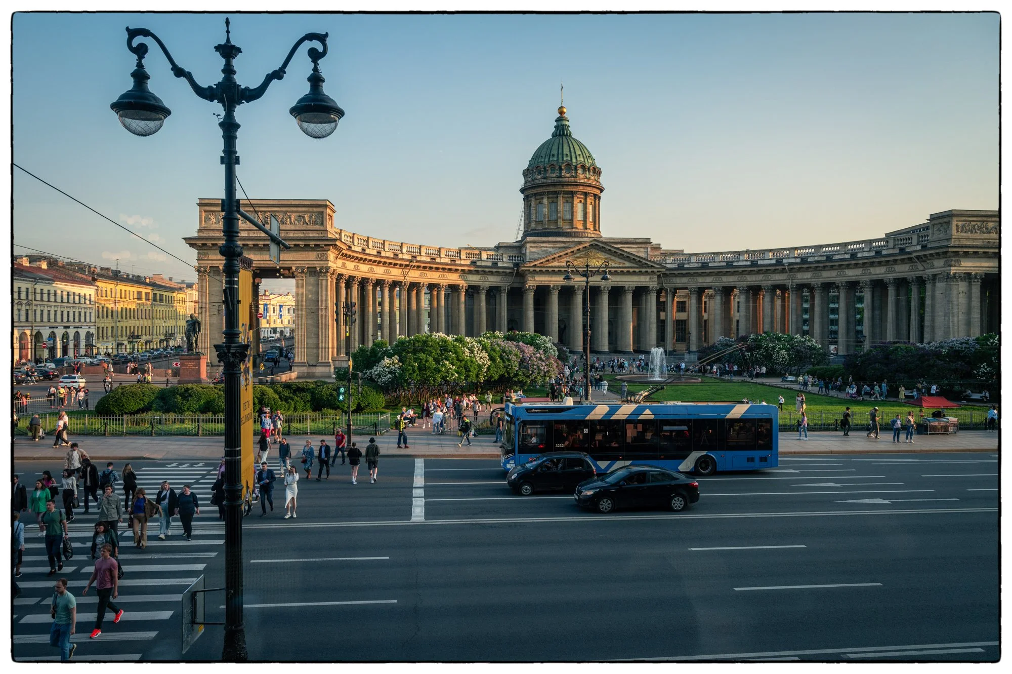 Look out from the House Of Books across the Nevsky Avenue on to Kazan Sobor   