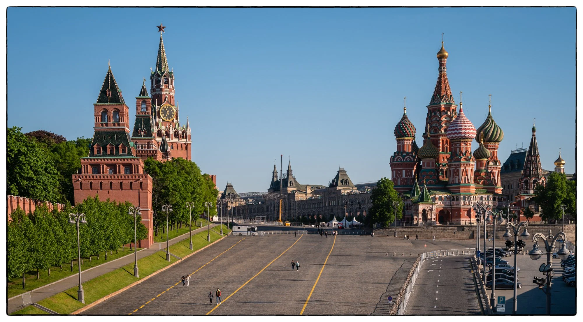 View from the Bolshoy Moskvoretsky Bridge. The  St. Basil cathedral on the right.
