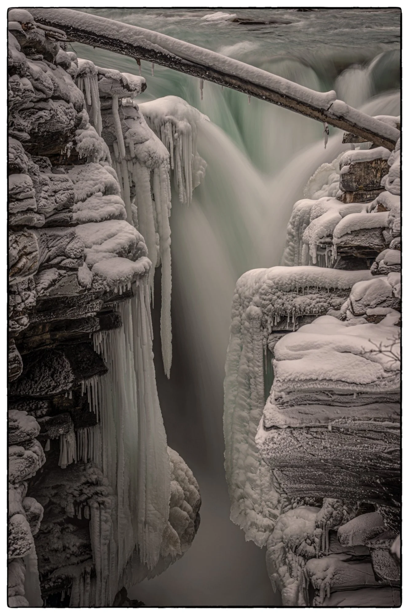 Athabasca Falls. It was grey and overcast. 