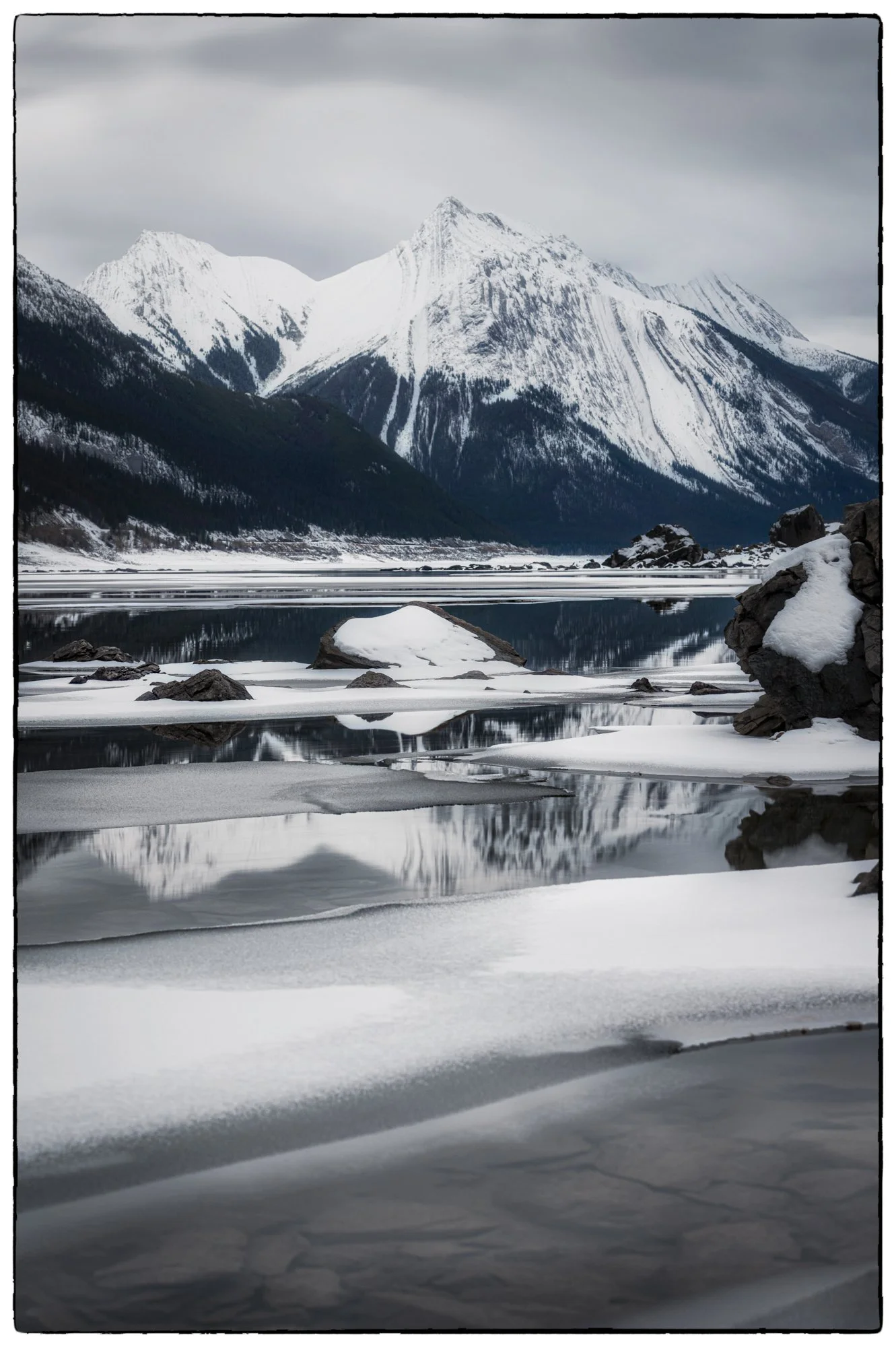 Medicine Lake. Overcast. There was no color there, but it was so beautiful.