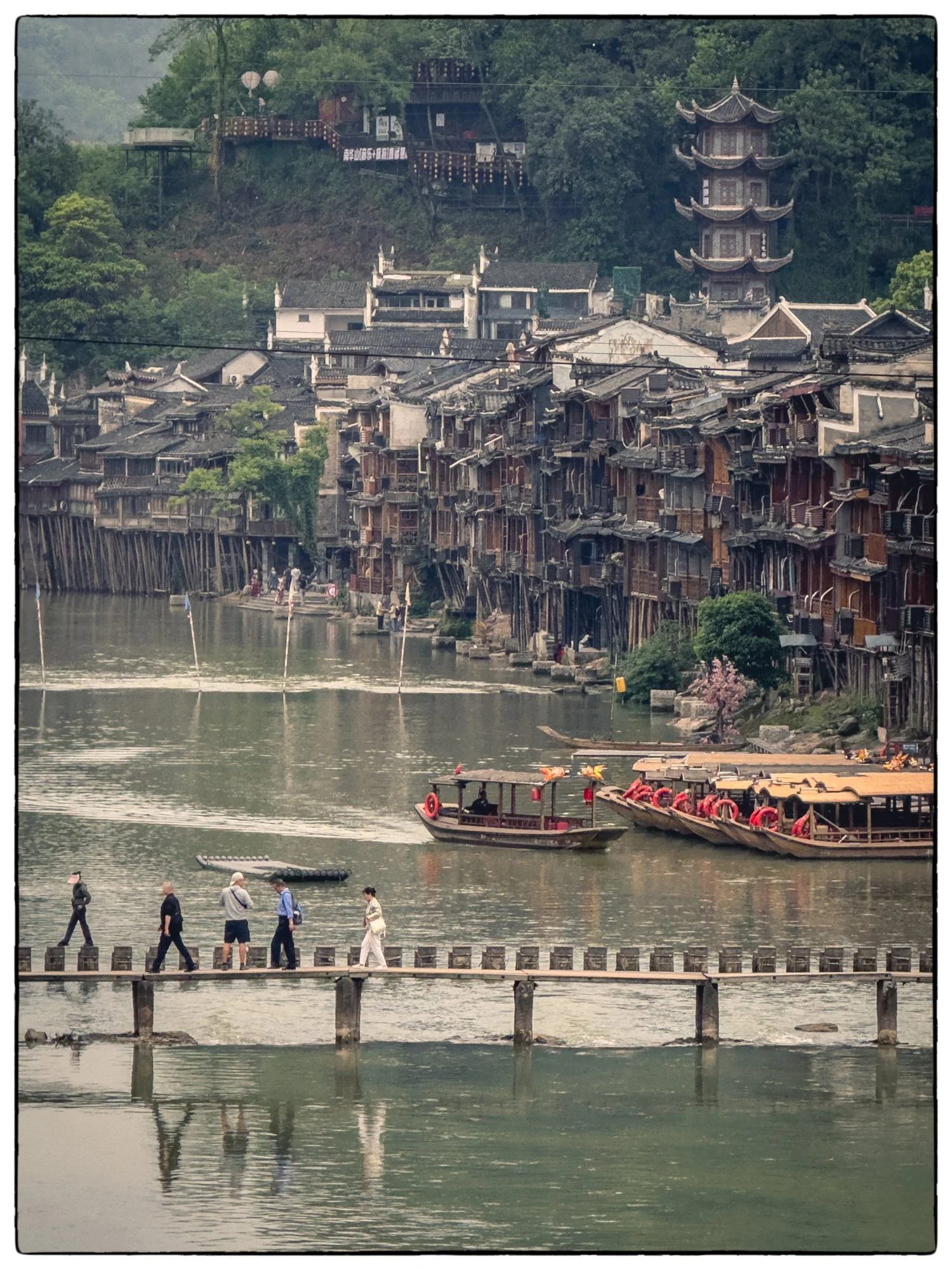 The Tuojiang River view from one of the bridges..
