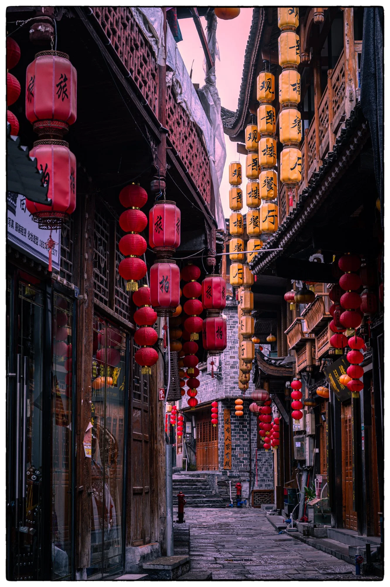 Town streets are quiet in the morning.